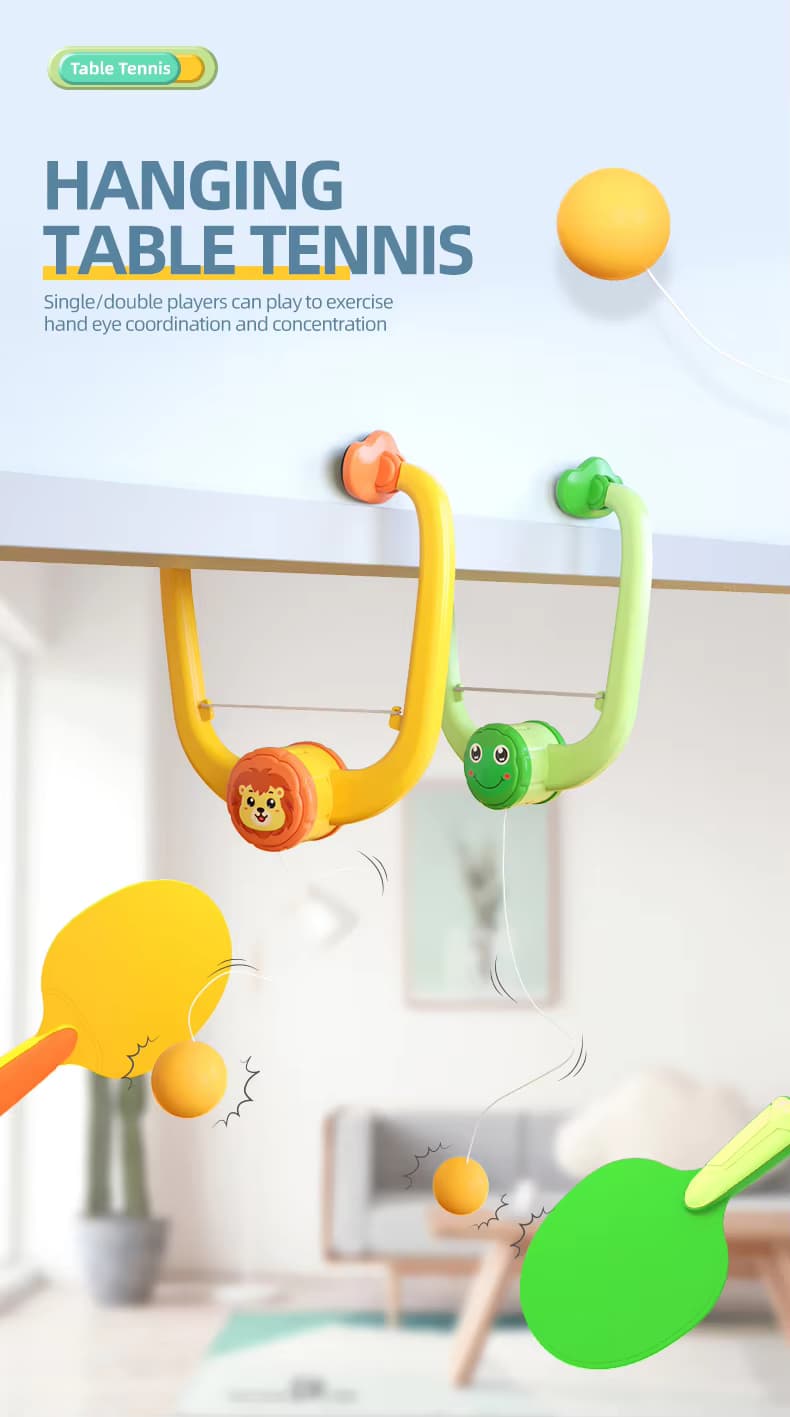 Hanging Table Tennis Trainer for Kids - Indoor Ping Pong Set (No Table Needed) - Kids Toys Bangladesh